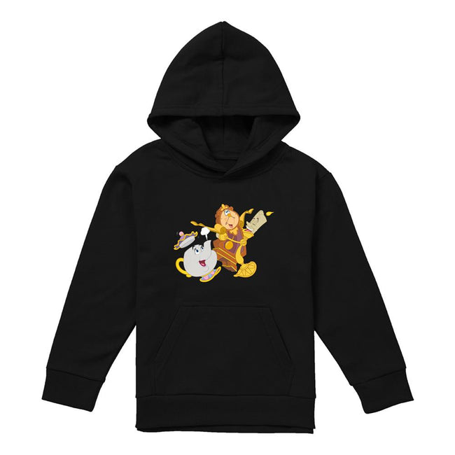 Athletic Heather-Athletic Heather - Front - Beauty And The Beast Childrens-Kids Potts Cogsworth Lumiere Heather Hoodie