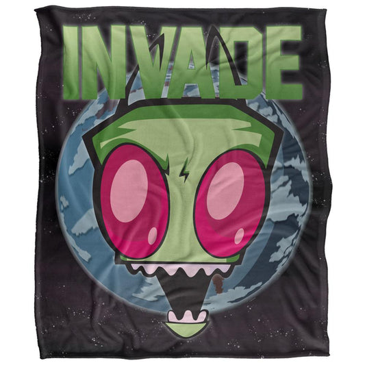 Multicoloured - Front - Invader Zim Invade Silky Supersoft Blanket