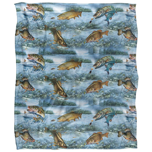 Multicoloured-Multicoloured - Front - JQ Licensing 2 Silky Patterned Fishing Supersoft Blanket