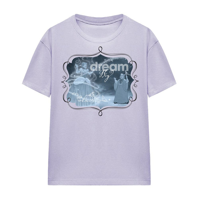 Lavender-Lavender - Front - Cinderella Womens-Ladies Dream Big Fairy Godmother T-Shirt