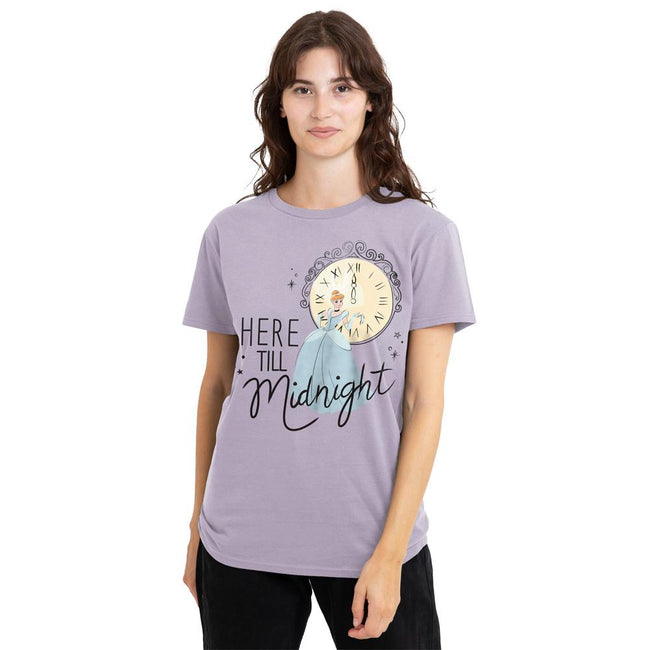 Lavender - Back - Cinderella Womens-Ladies Here Till Midnight New Years Eve T-Shirt