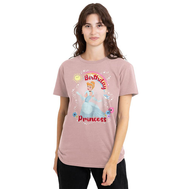 Pink - Back - Cinderella Womens-Ladies Princess Birthday T-Shirt