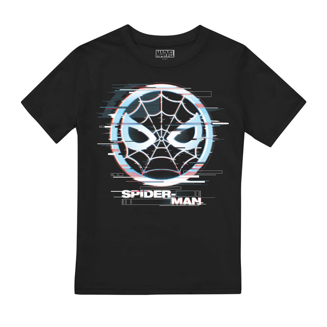 Black - Front - Spider-Man Childrens-Kids Glitch T-Shirt
