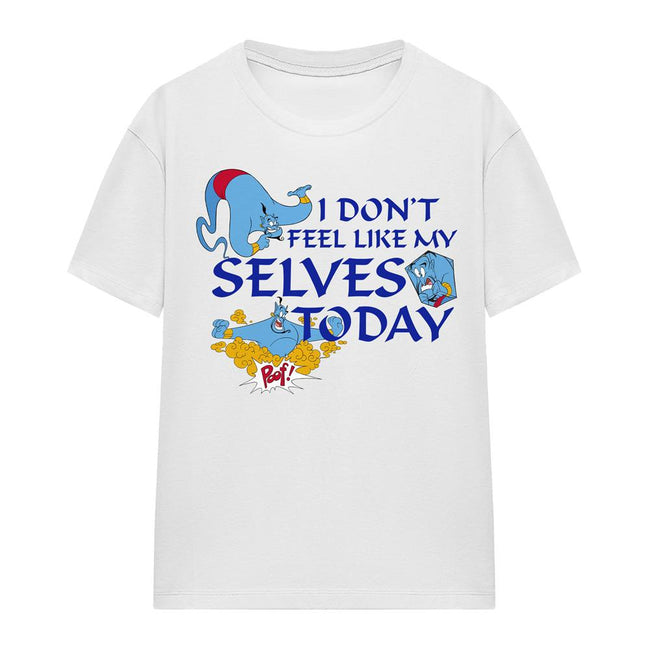 White - Side - Aladdin Womens-Ladies I Don´t Feel Like My Selves Today Genie T-Shirt
