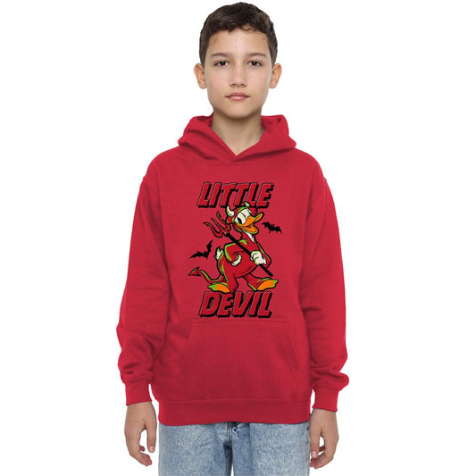 Red - Front - Donald Duck Childrens-Kids Little Devil Pullover Hoodie