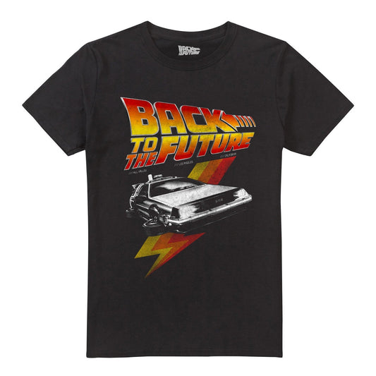 Black - Front - Back To The Future Mens Retro T-Shirt