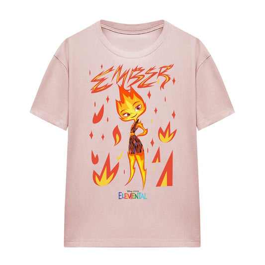 Pink - Front - Elemental Womens-Ladies Fire T-Shirt