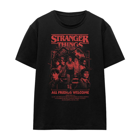 Black - Front - Stranger Things 5 Womens-Ladies Mind Flayer Group Poster T-Shirt