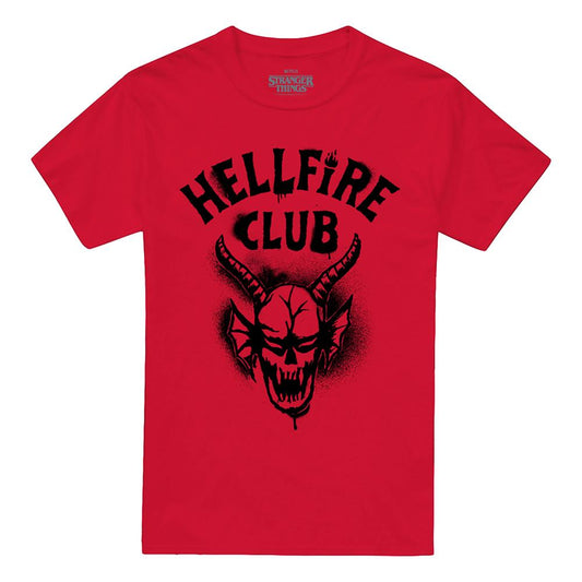 Red - Front - Stranger Things 5 Unisex Adult Hellfire Spray Logo T-Shirt