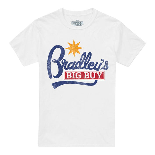 White - Front - Stranger Things 5 Unisex Adult Bradley´s Big Buy Logo T-Shirt
