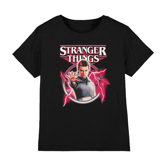 Black - Front - Stranger Things Childrens-Kids Eleven Lightning T-Shirt
