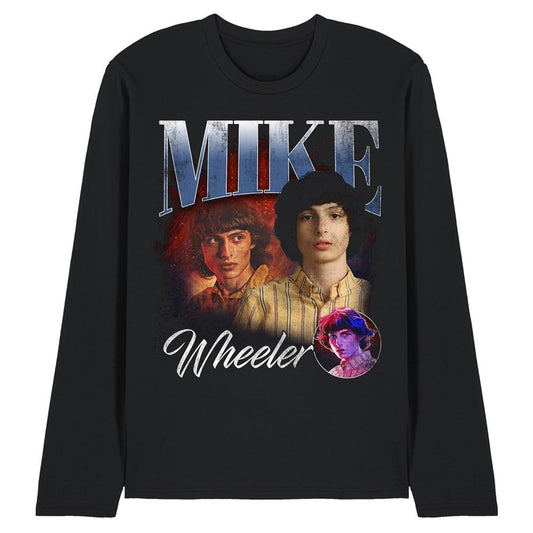 Black - Front - Stranger Things 5 Unisex Adult Mike Homage Long-Sleeved T-Shirt