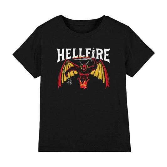 Black - Front - Stranger Things Childrens-Kids Hellfire Devil T-Shirt