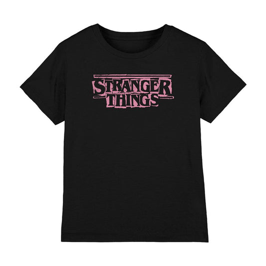 Black - Front - Stranger Things Childrens-Kids Punk Logo T-Shirt