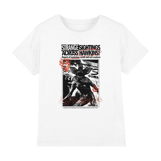 White - Front - Stranger Things Childrens-Kids Demogorgon Newspaper T-Shirt
