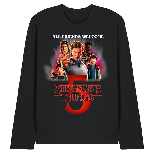 Black - Front - Stranger Things 5 Unisex Adult Poster Long-Sleeved T-Shirt
