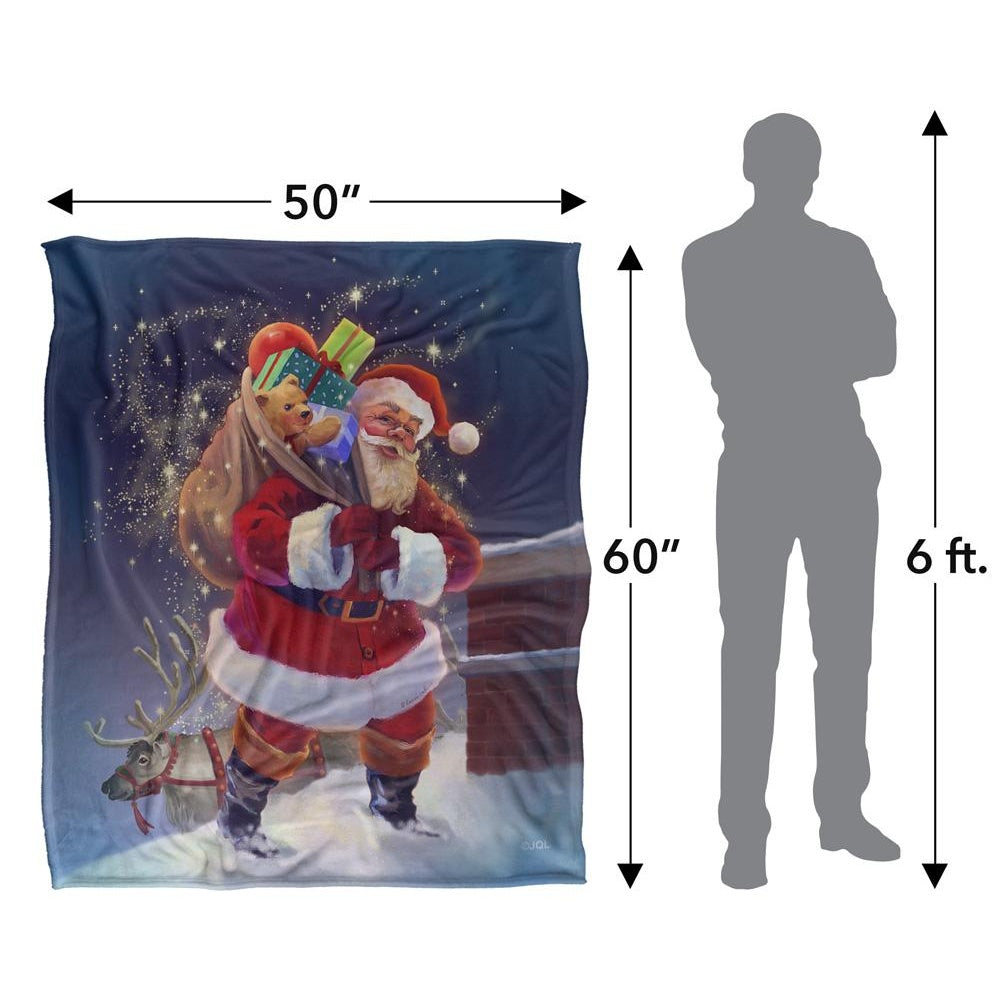 Multicoloured - Close up - JQ Licensing Chimney Magic Silky Santa Christmas Supersoft Blanket