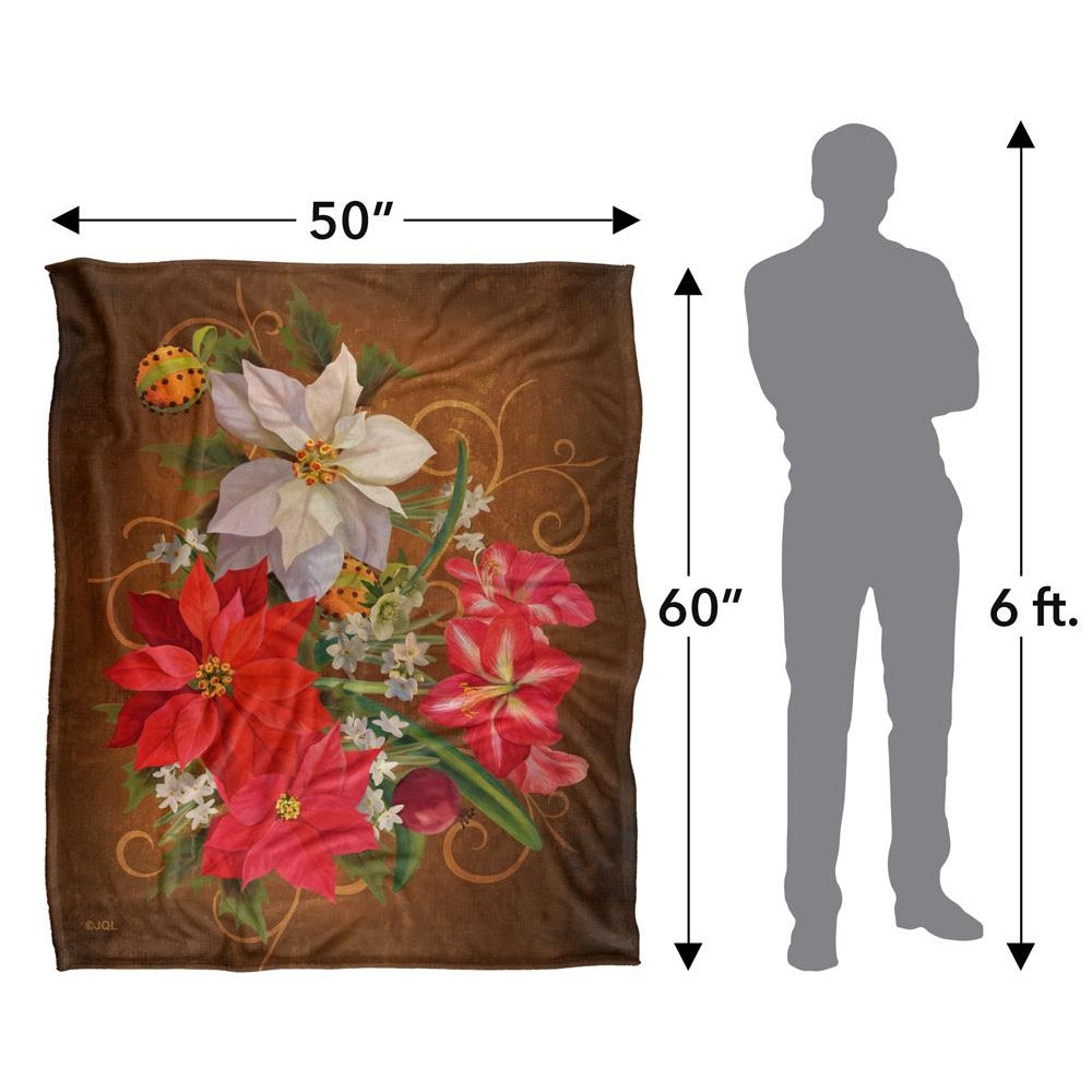 Multicoloured - Close up - JQ Licensing Silky Poinsettia Supersoft Blanket