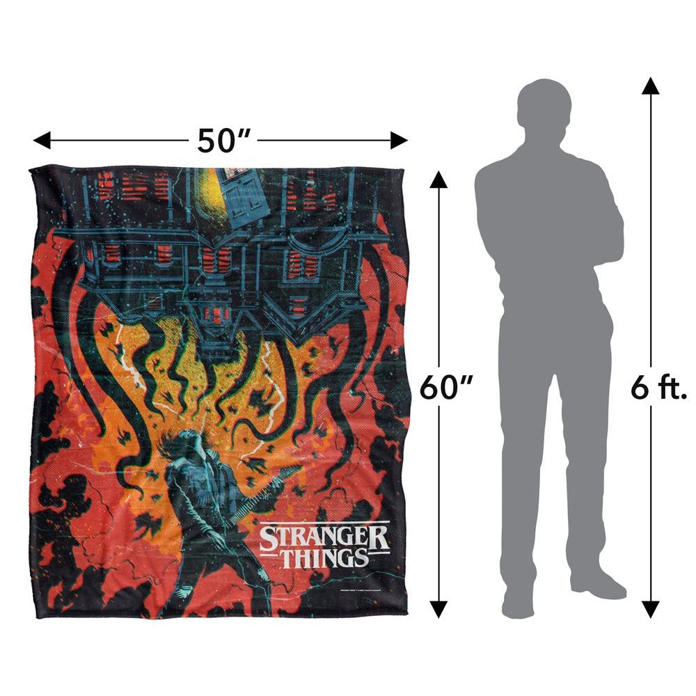 Multicoloured - Lifestyle - Stranger Things 4 Upside Down Creep House Silky Poster Eddie Munson Soft Touch Blanket