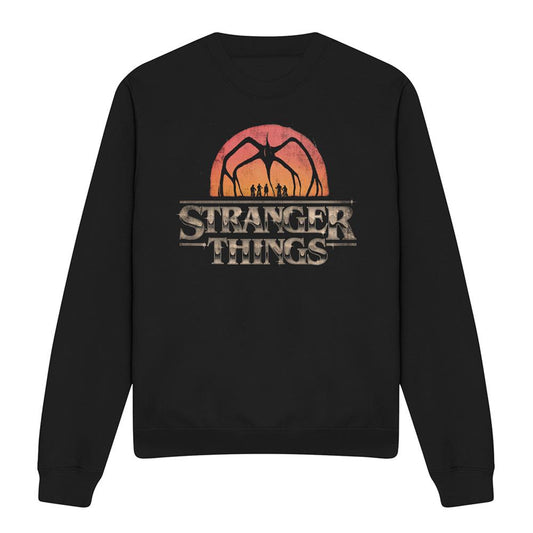 Black - Front - Stranger Things Unisex Adult Sunset Logo Sweatshirt