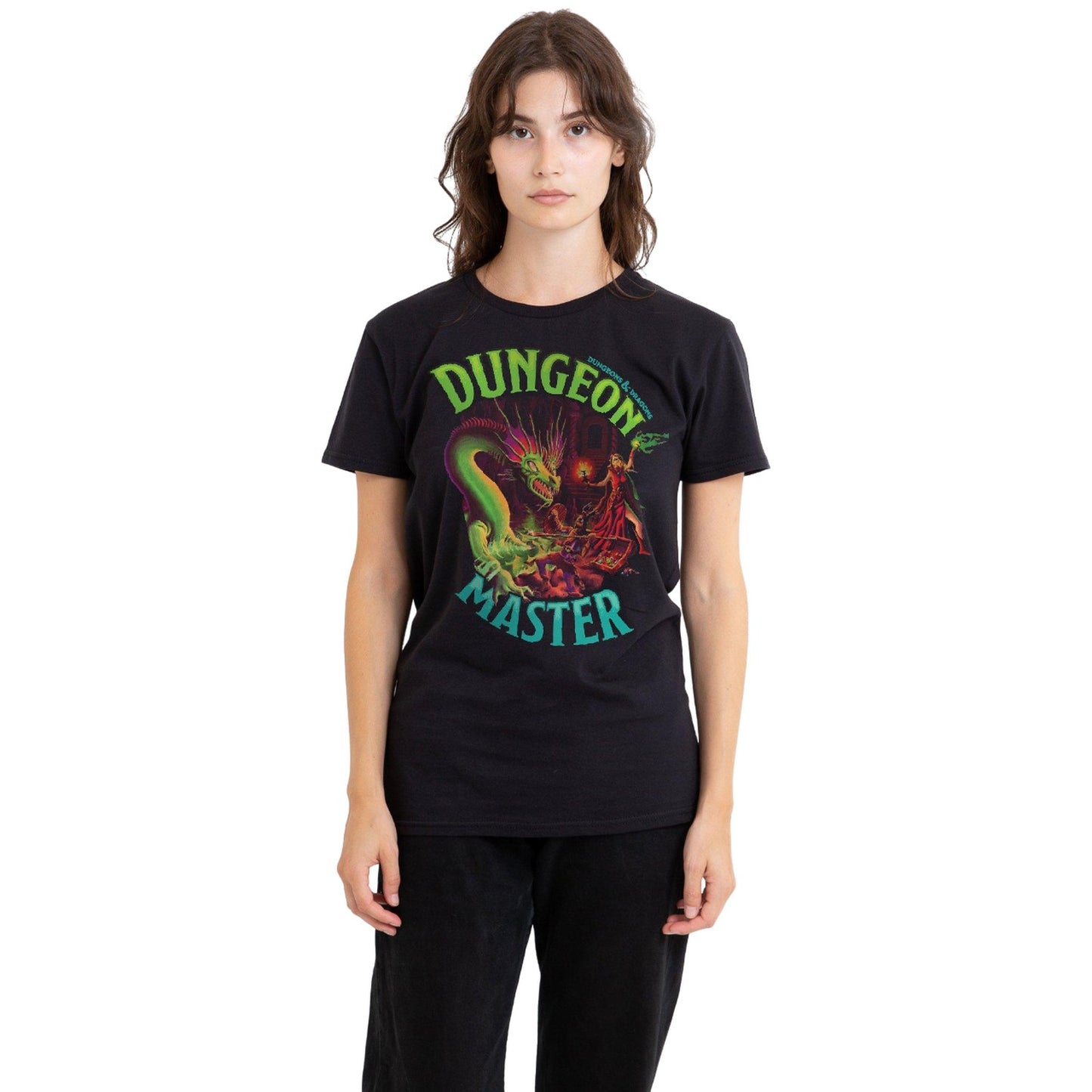Dark Charcoal - Side - Dungeons & Dragons Womens-Ladies Green Dragon T-Shirt