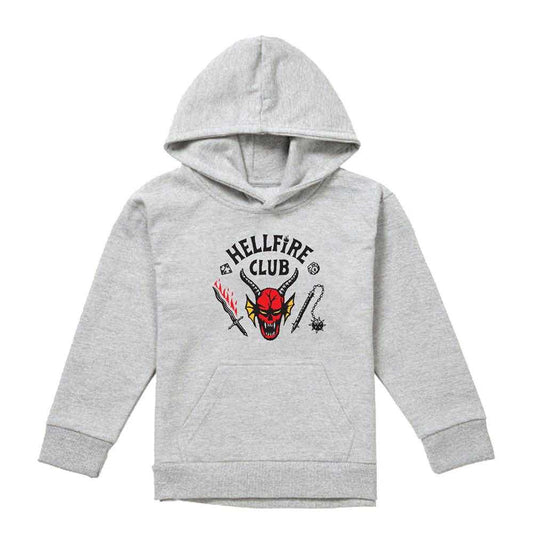 Athletic Heather - Front - Stranger Things Childrens-Kids Hellfire Club Heather Hoodie