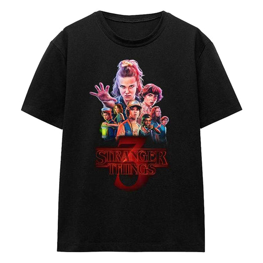 Black - Front - Stranger Things 3 Womens-Ladies Poster T-Shirt