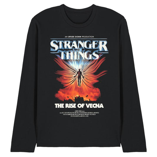 Black - Front - Stranger Things 5 Unisex Adult Rise Of Vecna Poster Long-Sleeved T-Shirt