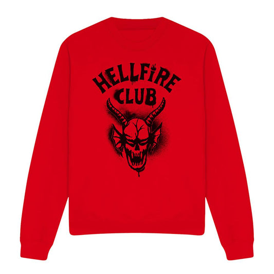 Red - Front - Stranger Things Unisex Adult Hellfire Spray Logo Sweatshirt