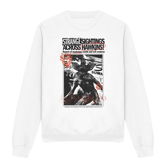 White - Front - Stranger Things Unisex Adult Demogorgon Newspaper Sweatshirt