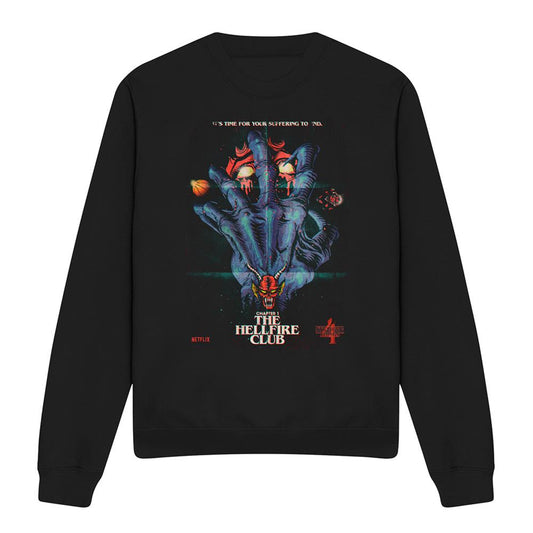 Black - Front - Stranger Things Unisex Adult Hellfire Club Poster Sweatshirt