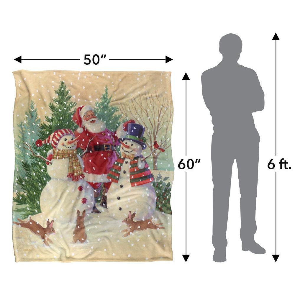 Multicoloured - Close up - JQ Licensing Silky Snowman Santa Claus Christmas Supersoft Blanket
