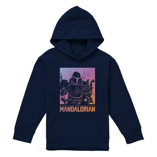 Navy - Front - Star Wars Mandalorian Childrens-Kids Grogu Gradient Hoodie
