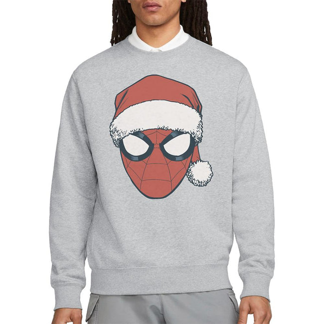 Athletic - Lifestyle - Spider-Man Unisex Adult Santa Hat Heather Christmas Sweatshirt