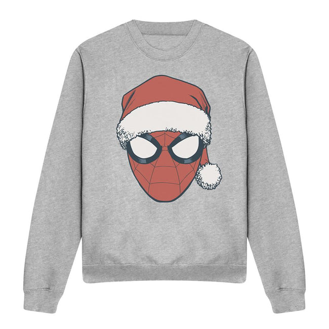 Athletic - Front - Spider-Man Unisex Adult Santa Hat Heather Christmas Sweatshirt