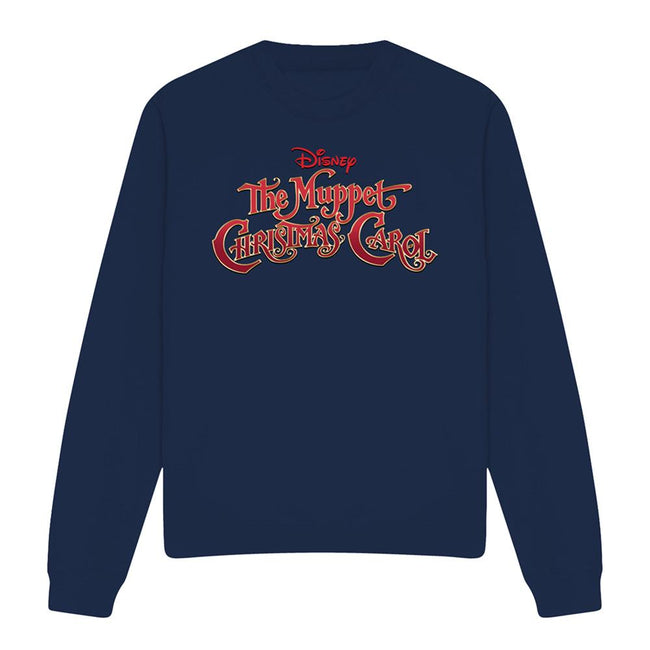 Navy - Front - The Muppets Christmas Carol Unisex Adult Block Logo Sweatshirt