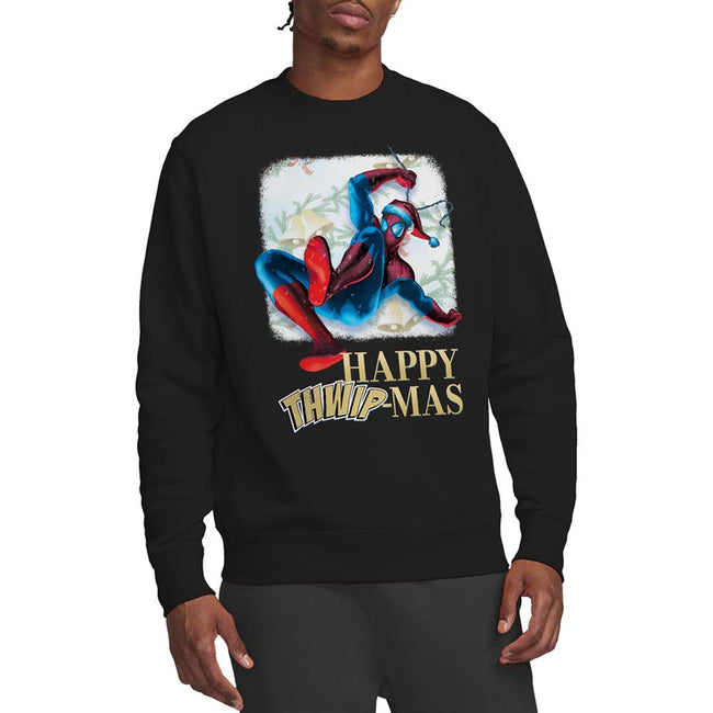 Black - Lifestyle - Spider-Man Unisex Adult Happy Thwipmas Christmas Window Sweatshirt