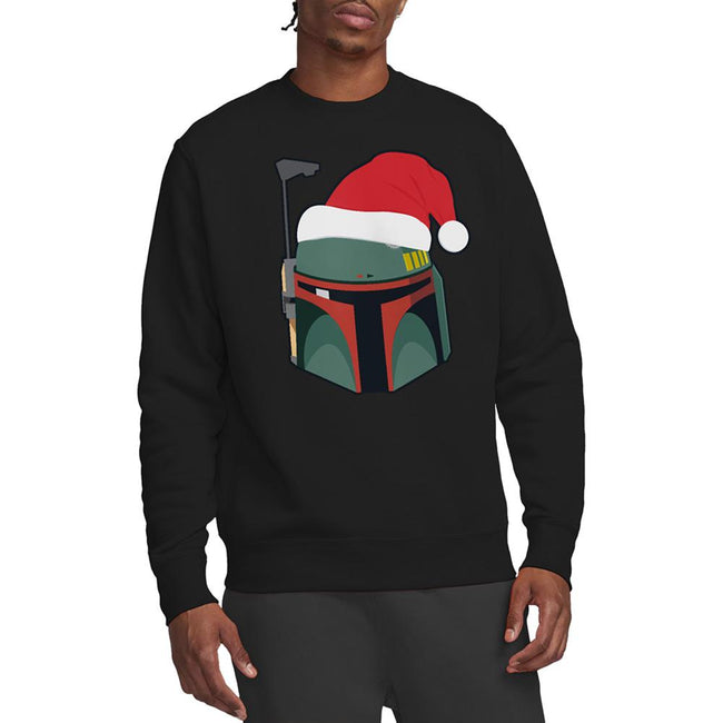 Black - Lifestyle - Star Wars Unisex Adult Boba Fett Santa Hat Christmas Sweatshirt