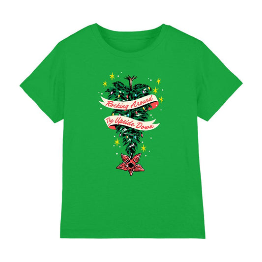 Kelly Green - Front - Stranger Things Childrens-Kids The Upside Down Christmas Tree T-Shirt