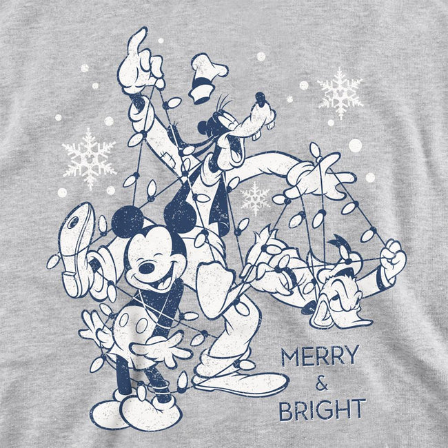 Athletic - Side - Disney Unisex Adult Merry, Bright And Tied Up In Lights Mickey Mouse Heather Sweatshirt