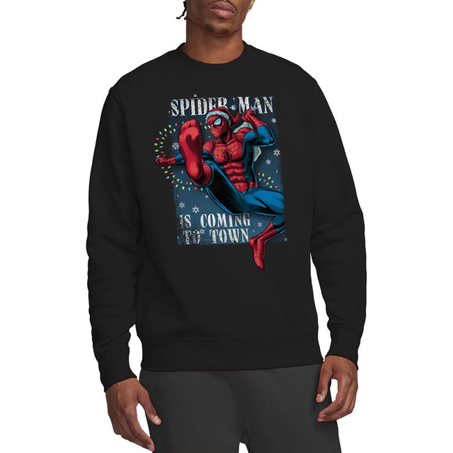 Black - Lifestyle - Spider-Man Unisex Adult Is Coming To Town Sweatshirt