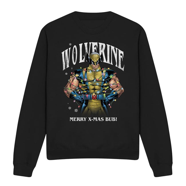 Black - Front - Wolverine Unisex Adult Merry Xmas Bub! Sweatshirt
