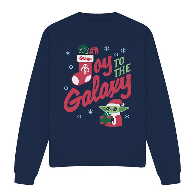 Navy - Front - Star Wars: The Mandalorian Unisex Adult Joy To The Galaxy Grogu Christmas Sweatshirt