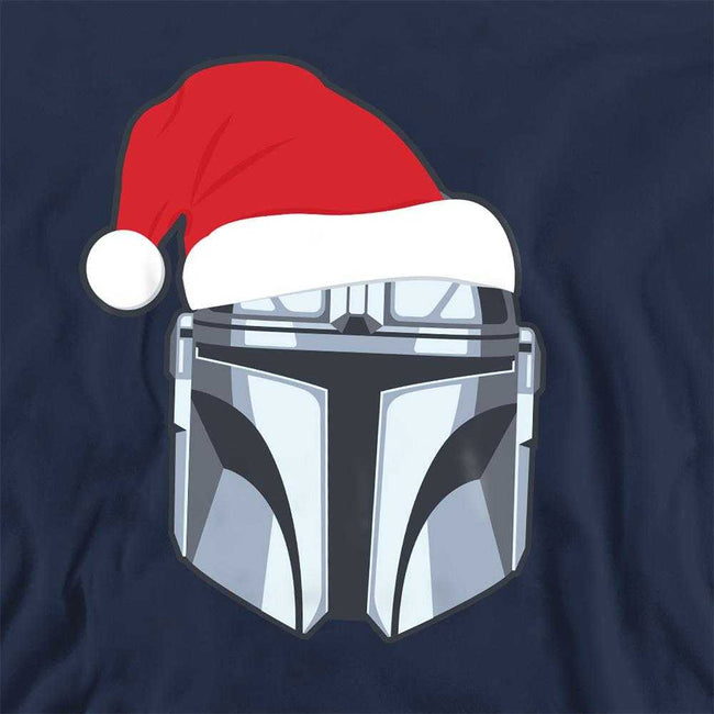 Navy - Side - Star Wars: The Mandalorian Unisex Adult Mando Santa Hat Christmas Sweatshirt