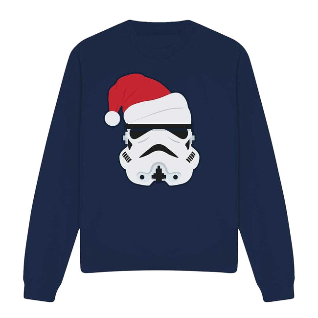 Navy - Front - Star Wars Unisex Adult Stormtrooper Santa Hat Christmas Sweatshirt