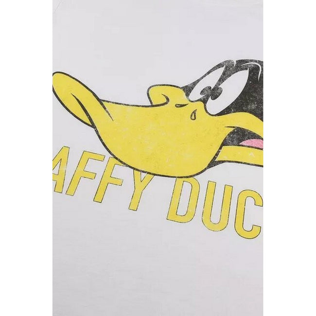 White-Yellow-Black - Back - Looney Tunes Womens-Ladies Daffy Duck Boxy Crop Top