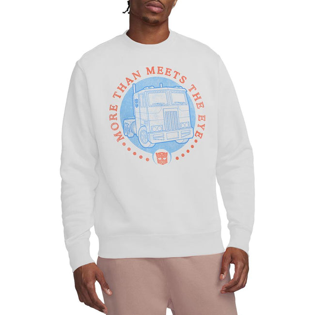 White - Side - Transformers Unisex Adult Generations More Than Meets The Eye Optimus Primal Truck Sweatshirt