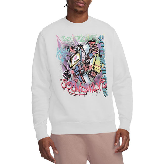 White - Side - Transformers Unisex Adult Generations Street Style Decepticon Soundwave Sweatshirt