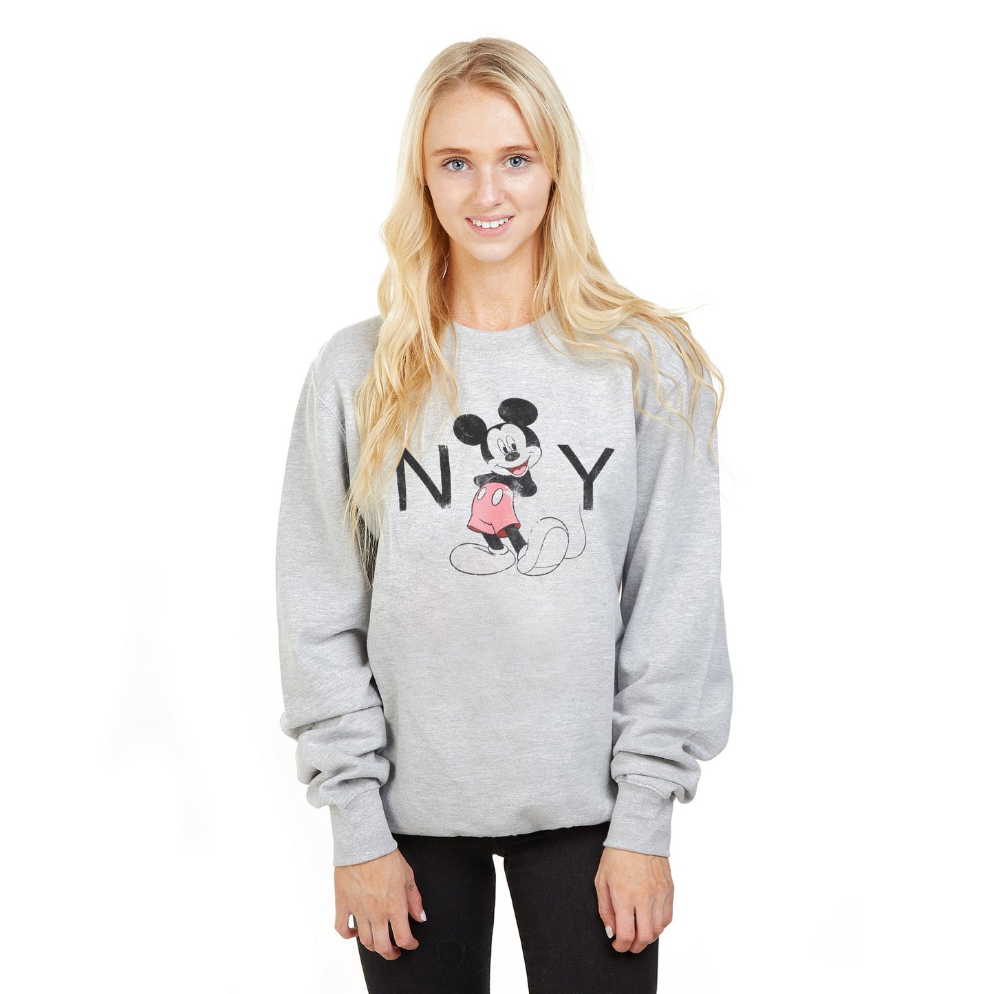 Sports Grey - Pack Shot - Disney Womens-Ladies New York Mickey Mouse Crew Neck Sweatshirt