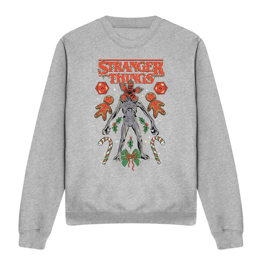 Athletic - Front - Stranger Things 4 Unisex Adult Demogorgon Dice, Canes & Cookies Heather Christmas Sweatshirt